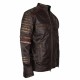 Mens Brown Vintage Biker Retro Motorcycle Cross Sign Leather Jacket