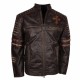 Mens Brown Vintage Biker Retro Motorcycle Cross Sign Leather Jacket