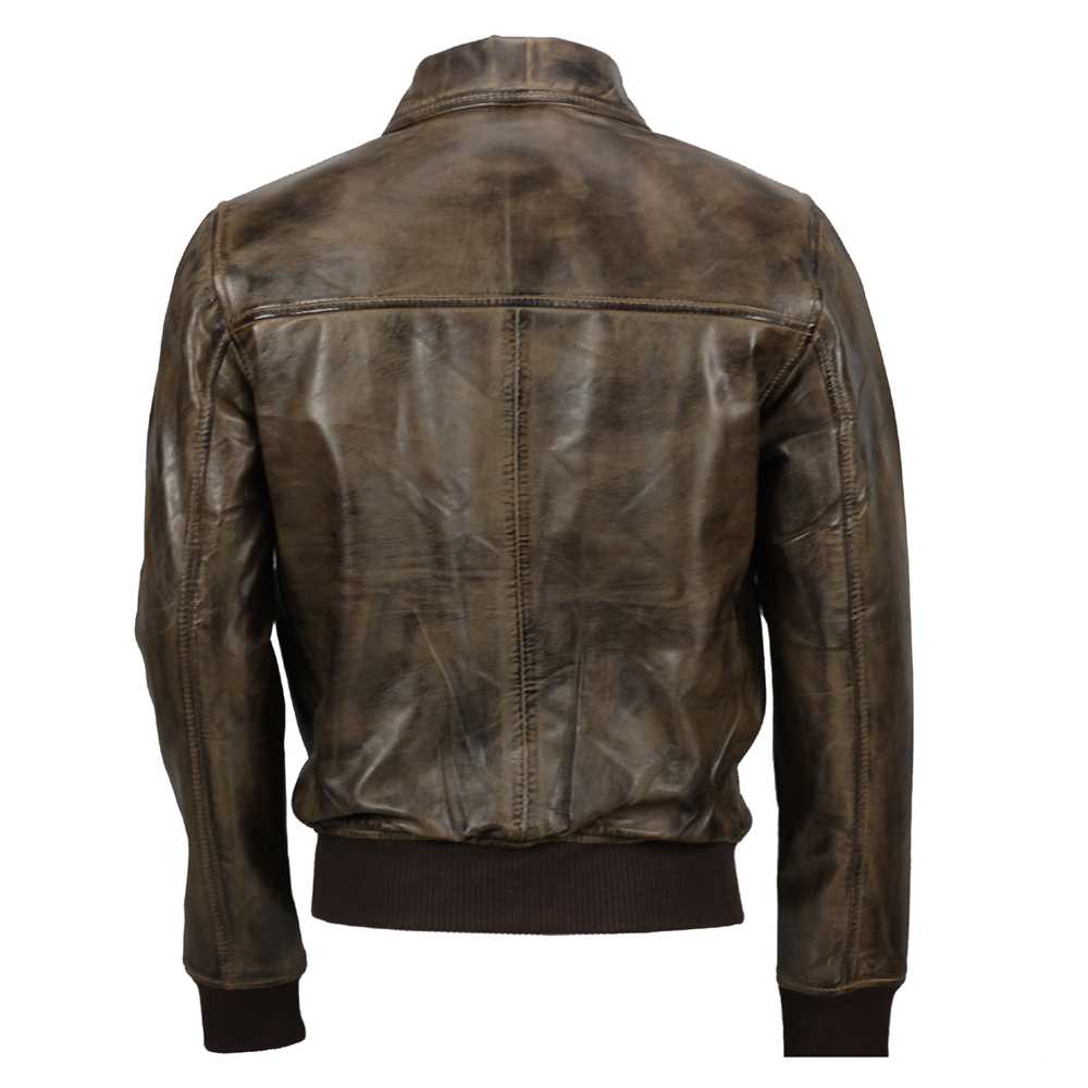 Vintage Brown Wax Bomber Fashion Leather Jacket Men's | 5Star Jackets