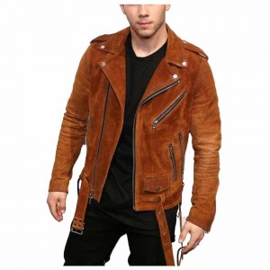 Nick Jopnes Suede Leather Brando Style Suede Leather Jacket Men