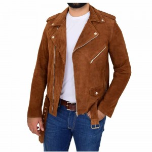 Nick Jopnes Suede Leather Brando Style Suede Leather Jacket Men