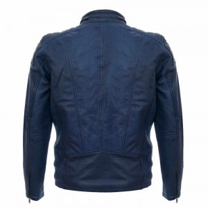 Mens Leather Jacket Vintage Quilted Retro Racing Zipped Biker