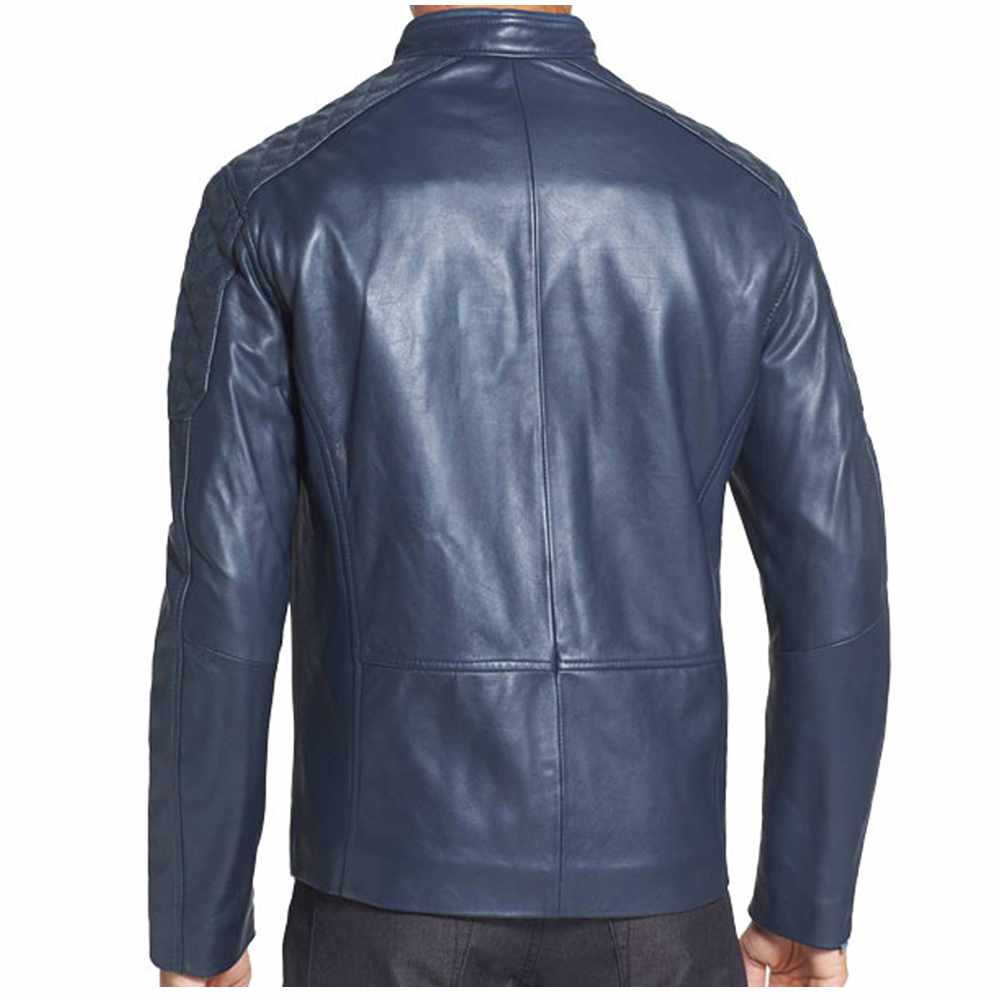 Mens Navy blue leather jacket|5Star Jackets