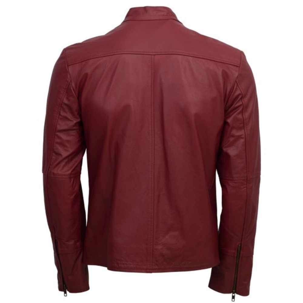 Designer Men Maroon Belted Fashion Leather Jacket Men Military Style Jacket|5Star Jackets