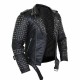 Mens Real Black Leather Spike Jacket Studded Punk Style Cropped Jacket|5Star Jackets