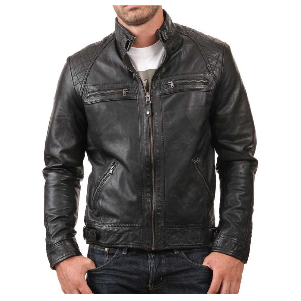 Men's Slim Fit Black Fashion Leather Jacket | 5Star Jackets