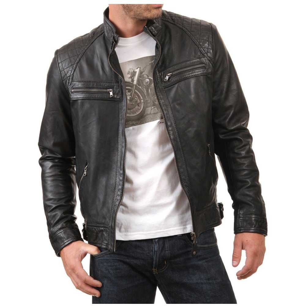 Men's Slim Fit Black Fashion Leather Jacket | 5Star Jackets