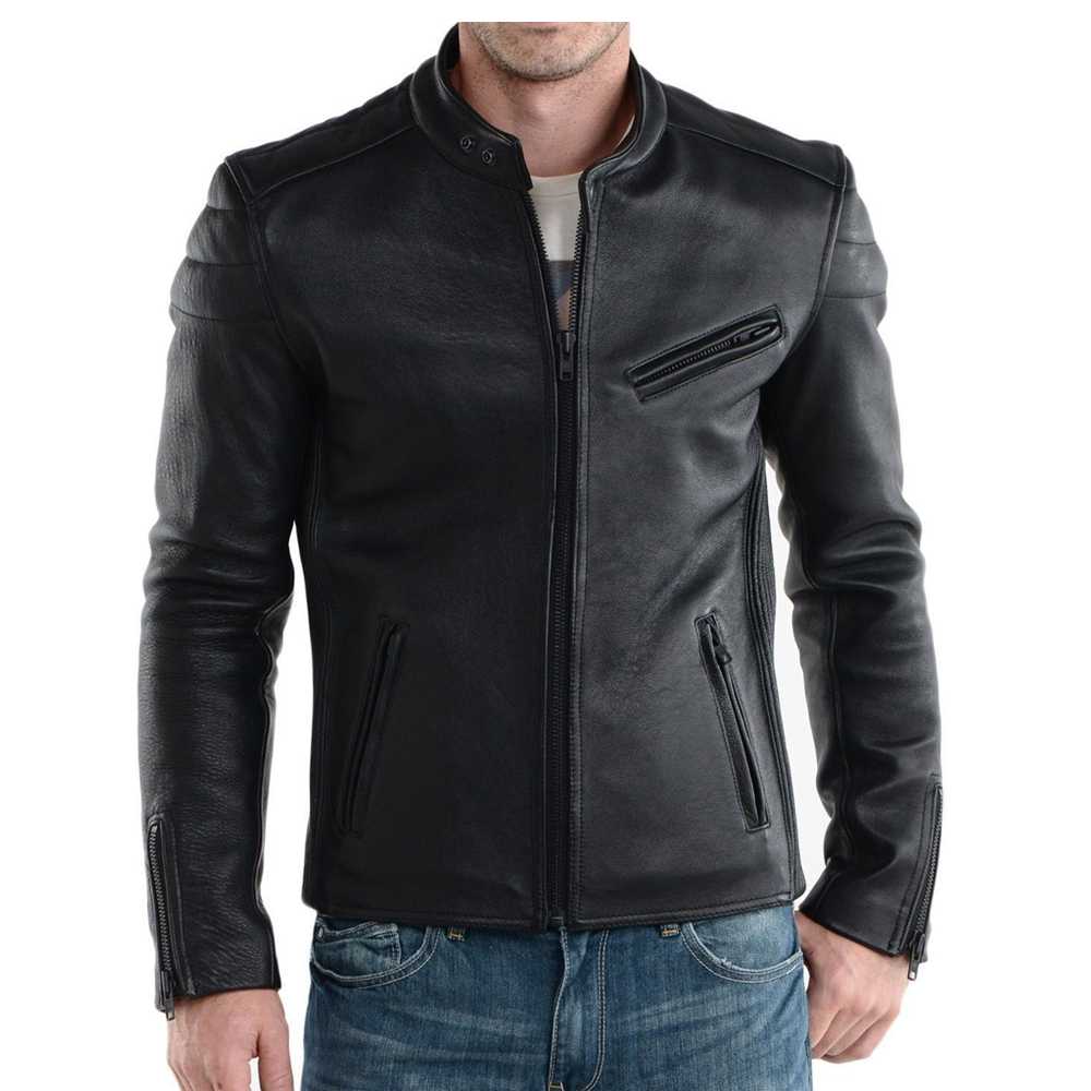 New Stylish Slim Fit Fashion Black Leather Jacket Men's | 5Star Jackets
