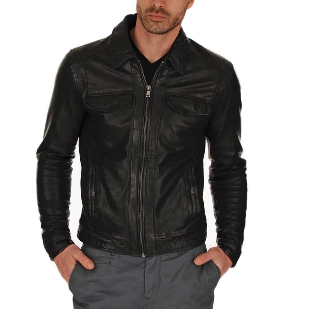 Best Slim Fit Fashion Genuine Leather Motorcycle Jacket Men's