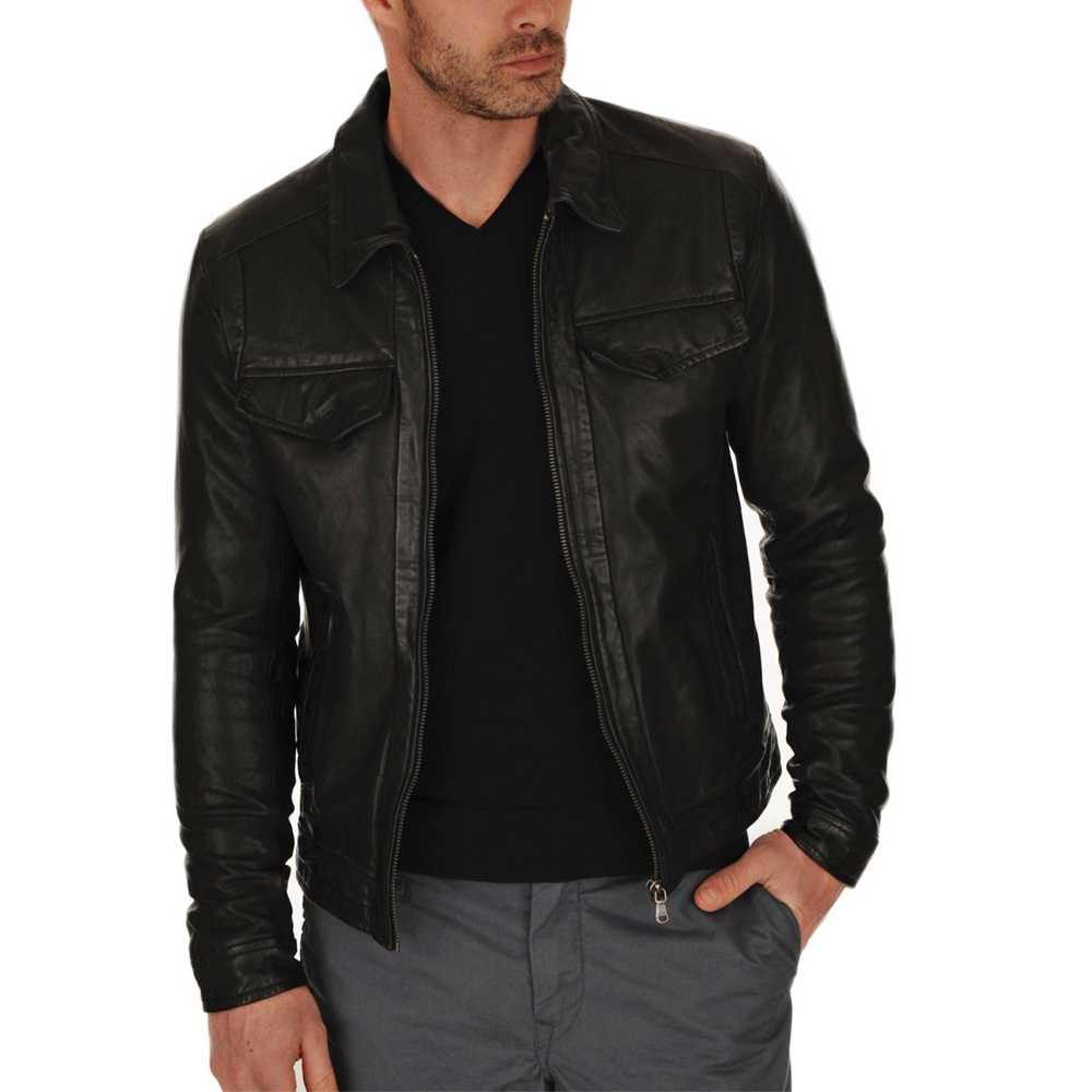 Best Slim Fit Fashion Genuine Leather Motorcycle Jacket Men's