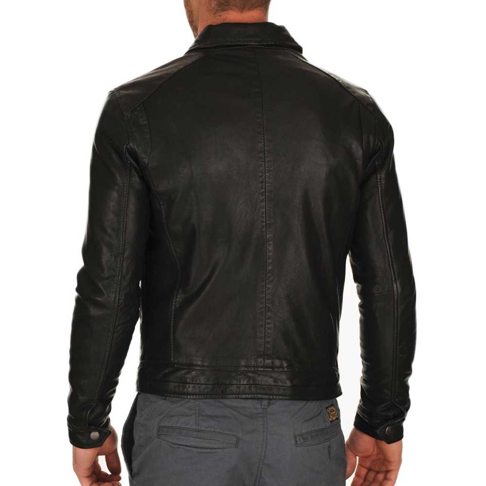 Best Slim Fit Fashion Genuine Leather Motorcycle Jacket Men's