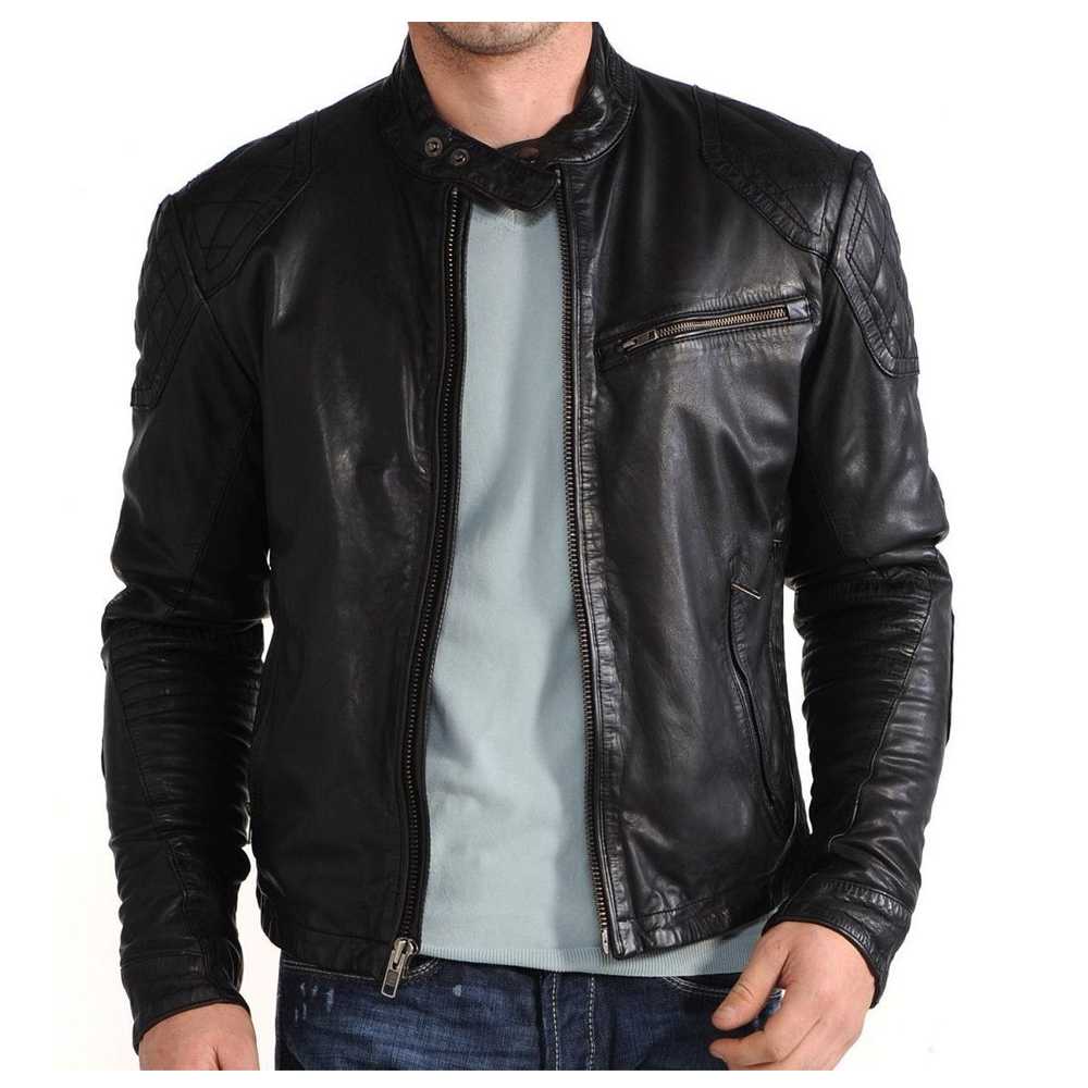 Black Slim Fit Biker Genuine Leather Fashion Jacket Mens | 5Star Jackets