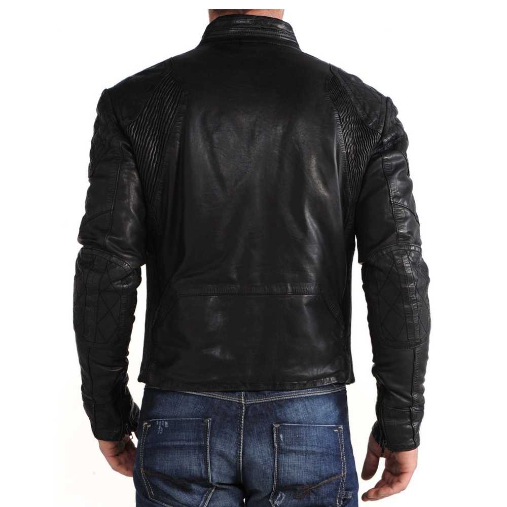 Black Slim Fit Biker Genuine Leather Fashion Jacket Mens | 5Star Jackets