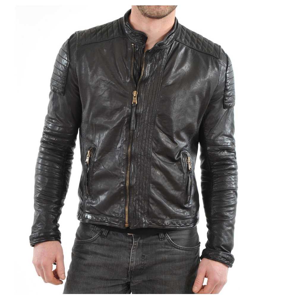 Best Men Genuine Black Fashion Leather Slim Fit Jacket | 5Star Jackets