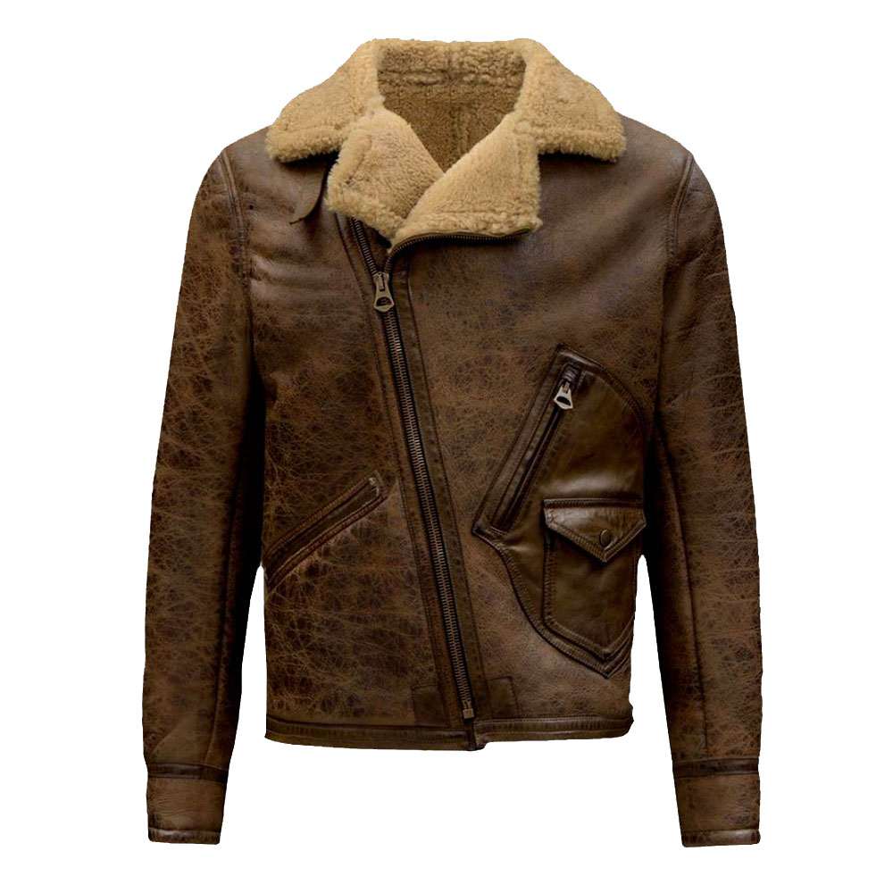 Aquaman Jason Momoa Shearling Leather Jacket | Arthur Curry Brown Bomber Jacket