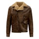 Aquaman Jason Momoa Shearling Leather Jacket | Arthur Curry Brown Bomber Jacket