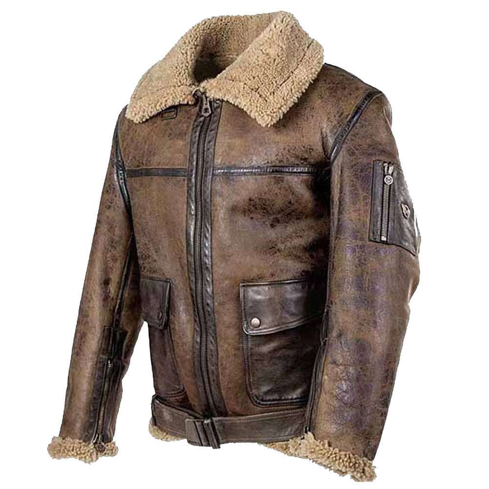Arnold Schwarzenegger Aviator Distressed Leather Bomber Jacket | 5Star Jackets