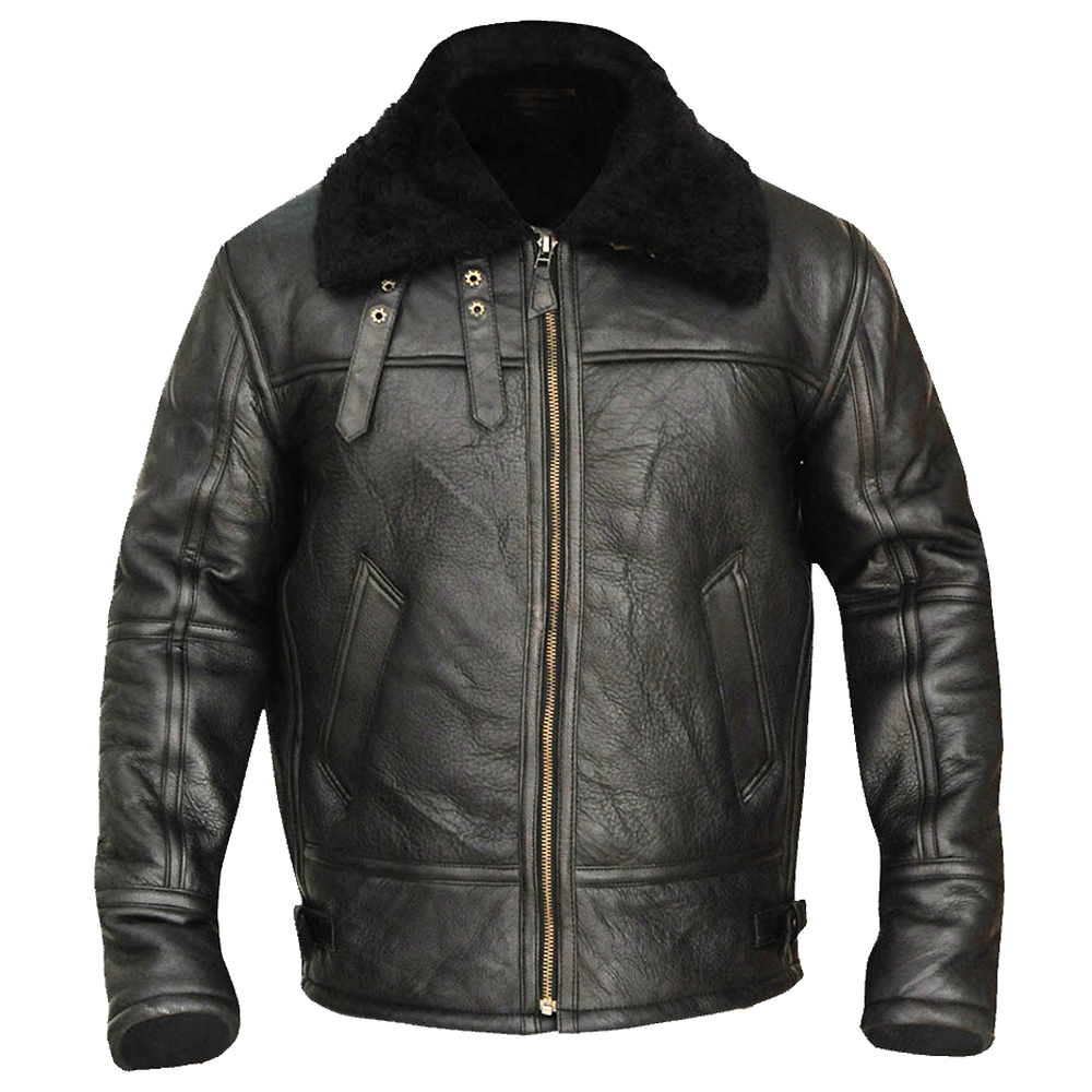 Aviator Shearling Bomber Black Leather Jacket Men's | 5Star Jackets