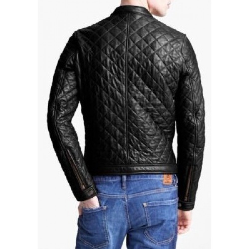 MEN SLIM FIT QUILTED LATHER JACKET|5STAR JACKETS