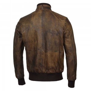 Vintage Brown Slim Fit Bomber Fashion Leather Mens