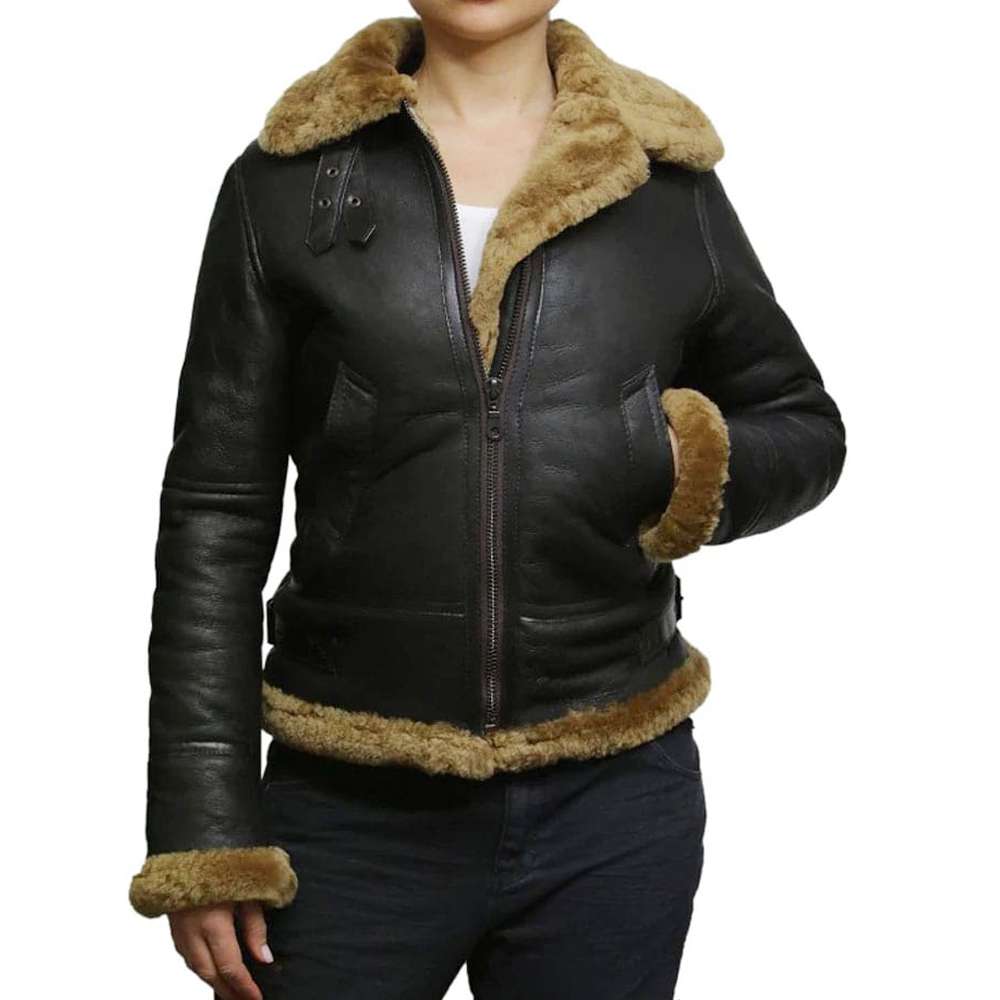 WW2 B3 pilot Shearling Bomber Leather Jacket Women's | 5Star Jackets