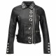 Women Black Faux Leather short Jacket Lady Slim Pu Leather Metal Hole Ring Jacket|5Star Jackets